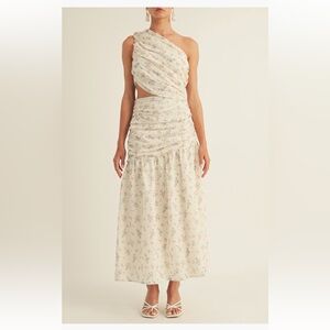 Arose Studio Soleil Eyelet Cutout One-Shoulder Maxi Dress Medium NWT